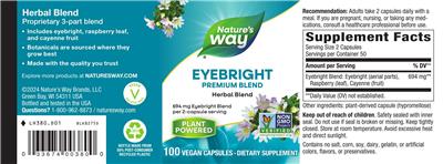 Eyebright Premium Blend 694 mg label