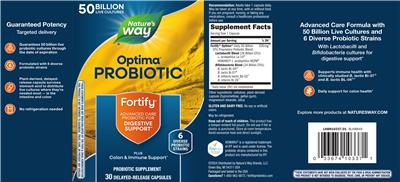 Fortify Optima Daily Probiotic 50 Billion label
