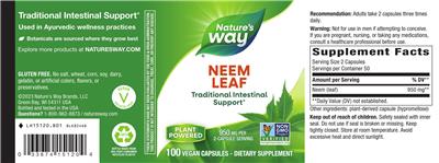 Neem Leaf 950 mg label