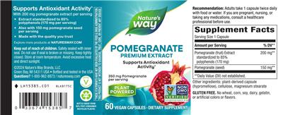 Pomegranate Premium Extract label