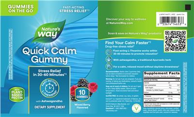Quick Calm Gummy Mixed Berry Flavored label