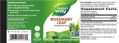 Rosemary Leaf 700 mg label