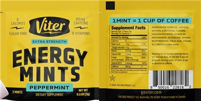 Extra Strength Energy Mints Peppermint label