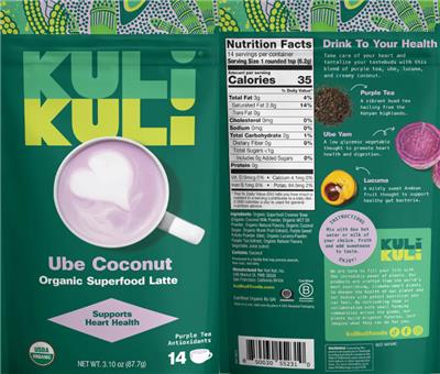 Organic Superfood Latte Ube Coconut label
