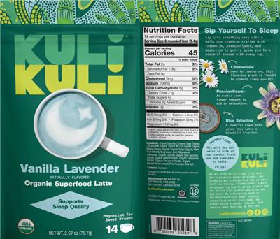Organic Superfood Latte Vanilla Lavender label