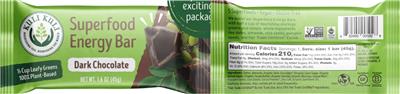 Superfood Energy Bar Dark Chocolate label