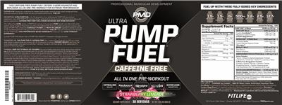 Ultra Pump Fuel Caffeine Free Strawberry Limeade label