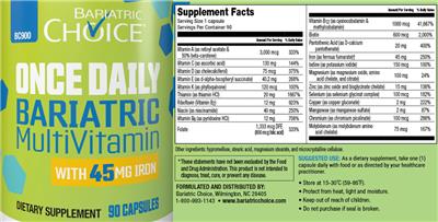 Once Daily Bariatric MultiVitamin label