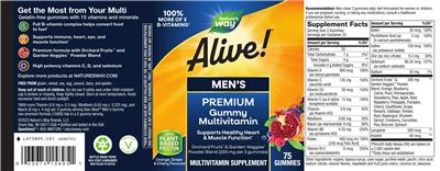 Alive! Men's Premium Gummy Multivitamin label