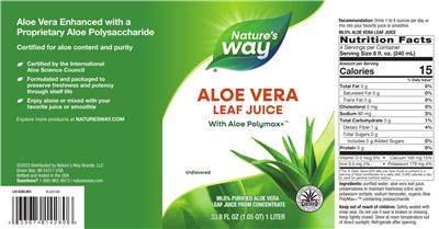 Aloe Vera Leaf Juice Unflavored label