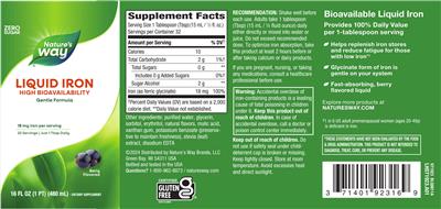 Liquid Iron 18 mg Zero Sugar Berry Flavored label