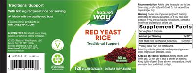 Red Yeast Rice 600 mg label