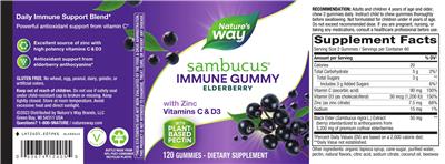Sambucus Elderberry Immune Gummy label