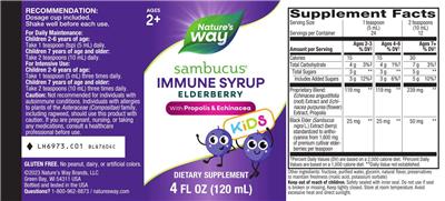Sambucus Elderberry Immune Syrup Kids label
