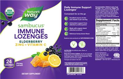 Sambucus Immune Lozenges Honey Lemon label