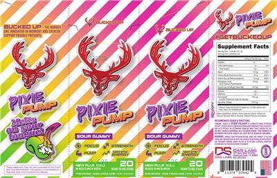 Pixie Pump Sour Gummy label