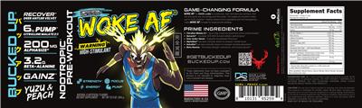Woke AF Nootropic Pre-Workout Yuzu & Peach label