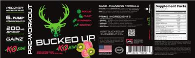 Bucked Up Pre-Workout KO Kiwi label