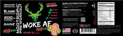 Woke AF Nootropic Pre-Workout KO Kiwi label