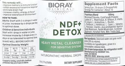 NDF+ Detox label