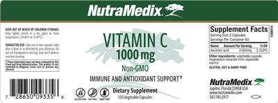Vitamin C 1000 mg label
