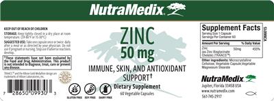 Zinc 50 mg label