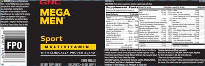 Sport Multivitamin label