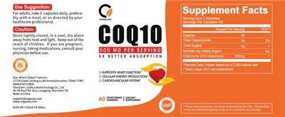 COQ10 500 mg label