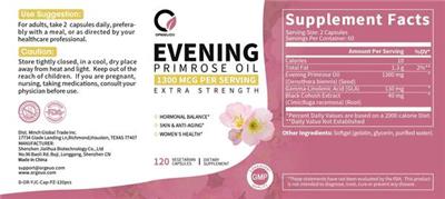 Evening Primrose Oil 1300 mcg label