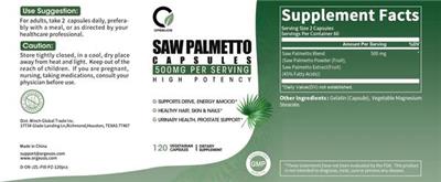 Saw Palmetto Capsules 500 mg label