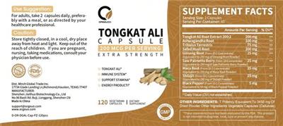 Tongkat Ali Capsule 200 mcg label