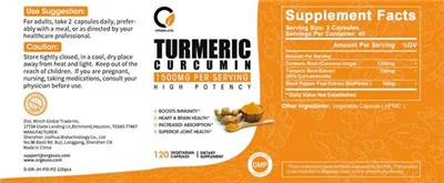 Turmeric Curcumin 1500 mg label