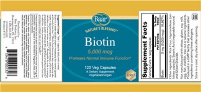 Biotin 5,000 mcg label