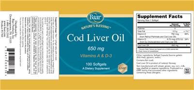 Cod Liver Oil 650 mg label