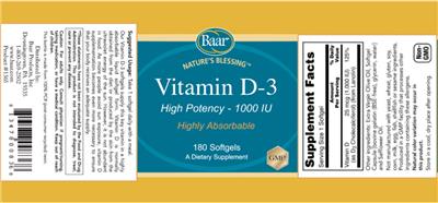 Vitamin D-3 1000 IU label