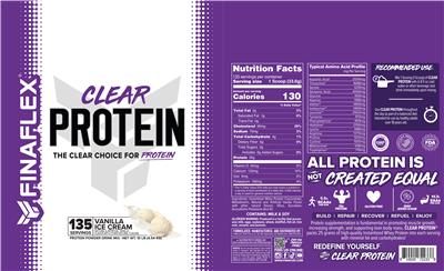 Clear Protein Vanilla Ice Cream label