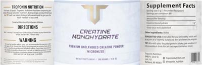 Creatine Monohydrate Unflavored label