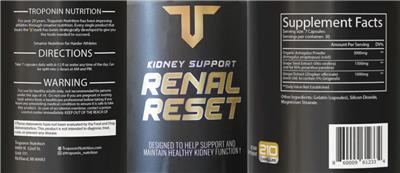 Kidney Support Renal Reset label