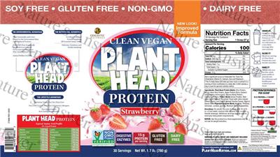 Plant Head Protein Strawberry label