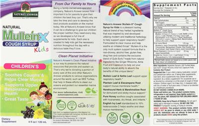 Natural Mullein-X Cough Syrup Kids label
