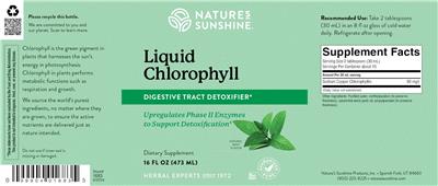 Liquid Chlorophyll Natural Mint Flavor label