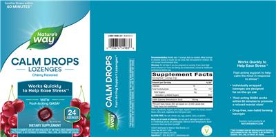 Calm Drops Lozenges Cherry Flavored label