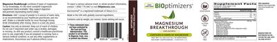Magnesium Breakthrough Unflavored label
