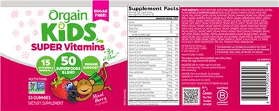 Kids Super Vitamins Mixed Berry Flavored label