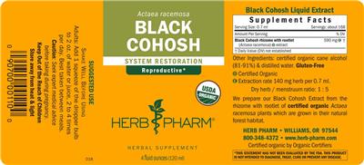Black Cohosh label