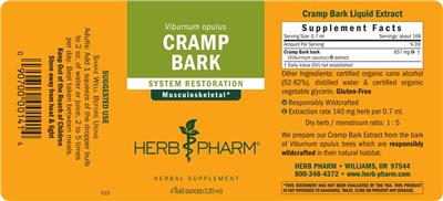 Cramp Bark label