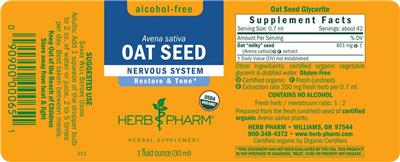 Oat Seed Alcohol-Free label