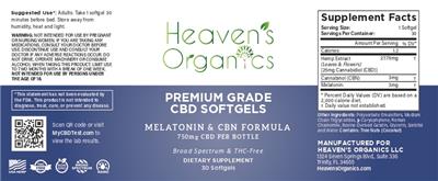 Premium Grade CBD Softgels Melatonin & CBN Formula label