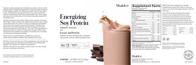Energizing Soy Protein Creamy Cocoa Flavor label