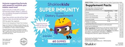 Super Immunity Gummies All-Natural Cherry Flavor label